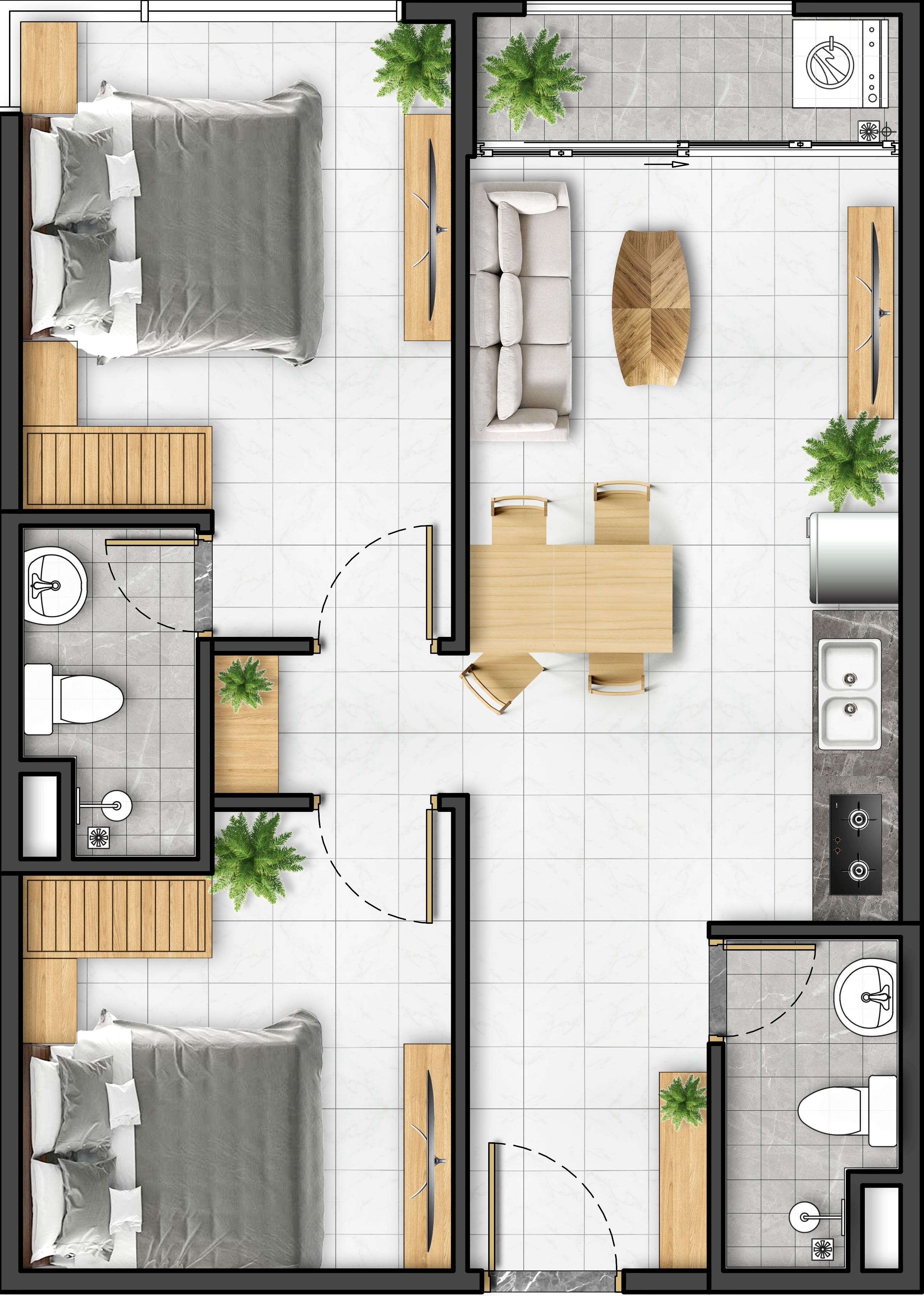 CĂN HỘ 2 PHÒNG NGỦ 54 M²